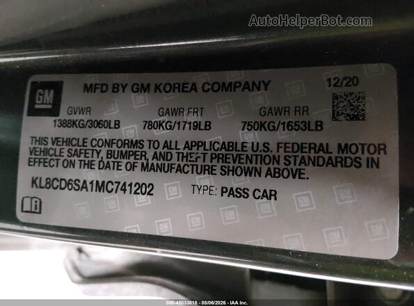 KL8CD6SA1MC741202 2021 CHEVROLET SPARK Черный Вид подкапотного пространства