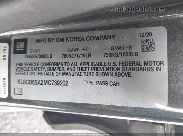 KL8CD6SA2MC739202 2021 CHEVROLET SPARK Gray ძრავის განყოფილების ხედი