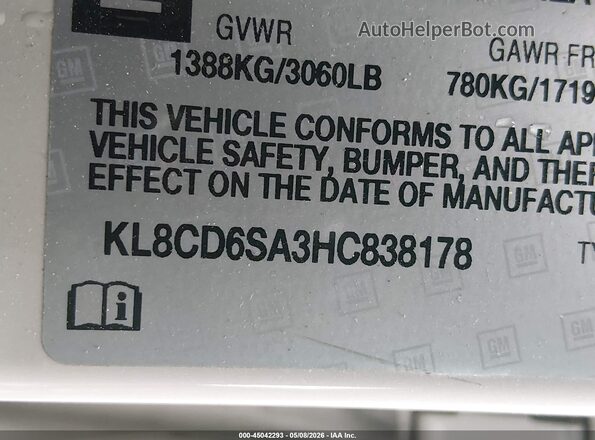 KL8CD6SA3HC838178 2017 CHEVROLET SPARK Бежевый Вид подкапотного пространства