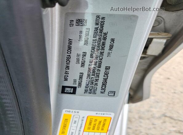 KL8CD6SA4LC451163 2020 CHEVROLET SPARK Серебряный 
