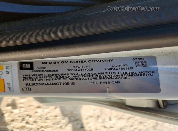 KL8CD6SA4MC710915 2021 CHEVROLET SPARK White 