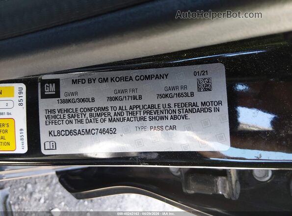KL8CD6SA5MC746452 2021 CHEVROLET SPARK Black ძრავის განყოფილების ხედი