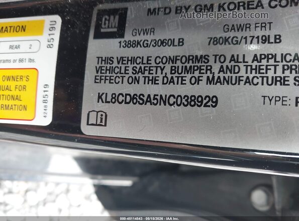 KL8CD6SA5NC038929 2022 CHEVROLET SPARK Black Engine compartment view