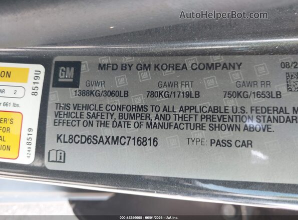 KL8CD6SAXMC716816 2021 CHEVROLET SPARK Gray Շարժիչի բաժամունքի տեսք