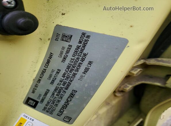 KL8CF6SA2HC790618 2017 CHEVROLET SPARK Yellow Вид підкапотного простору