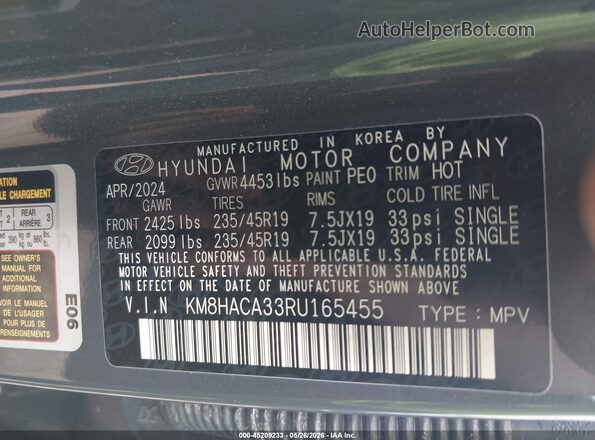 KM8HACA33RU165455 2024 HYUNDAI KONA Gray Вид підкапотного простору