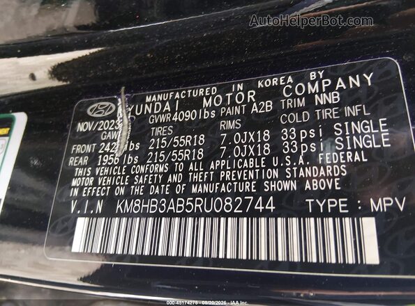 KM8HB3AB5RU082744 2024 HYUNDAI KONA Black 