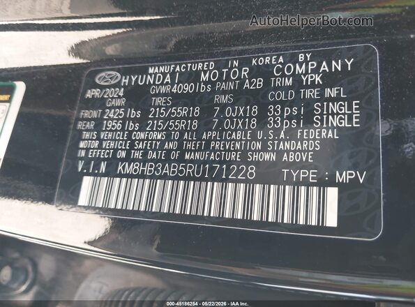 KM8HB3AB5RU171228 2024 HYUNDAI KONA Black 