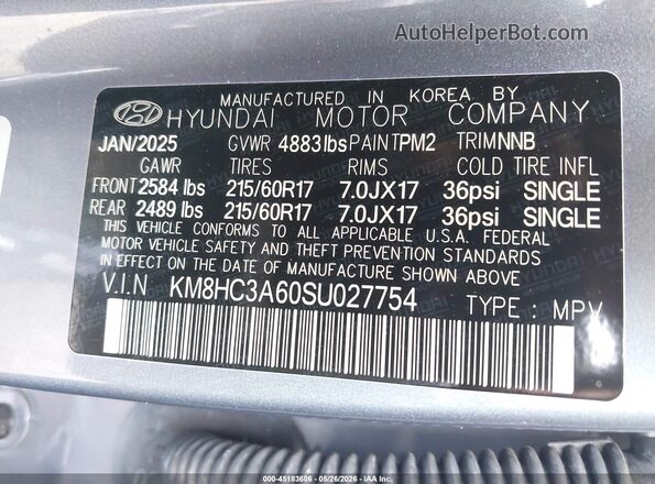 KM8HC3A60SU027754 2025 HYUNDAI KONA ELECTRIC Light Blue Engine compartment view