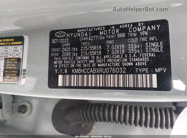 KM8HCCABXRU076032 2024 HYUNDAI KONA Blue 