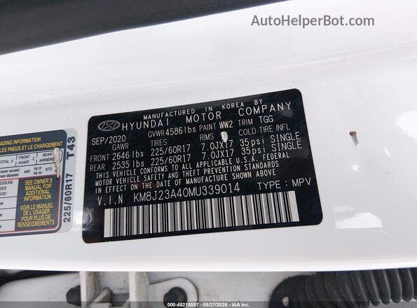 KM8J23A40MU339014 2021 HYUNDAI TUCSON Белый Вид подкапотного пространства