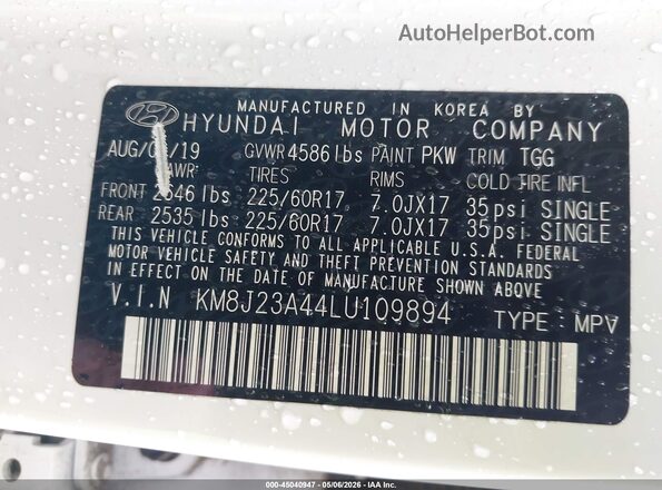 KM8J23A44LU109894 2020 HYUNDAI TUCSON White 