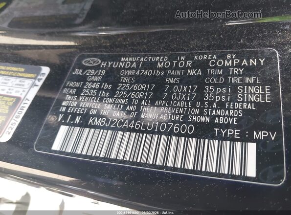 KM8J2CA46LU107600 2020 HYUNDAI TUCSON Black 