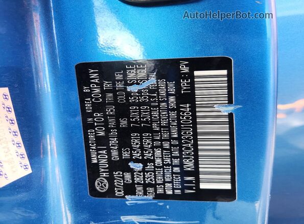 KM8J3CA23GU105644 2016 HYUNDAI TUCSON Blue 