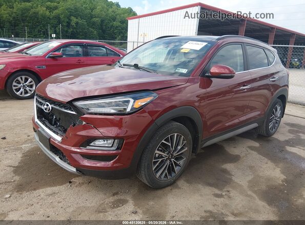 KM8J3CAL0LU245329 2020 HYUNDAI TUCSON Maroon წინა მარცხენა ხედი სამი მეოთხედიდან