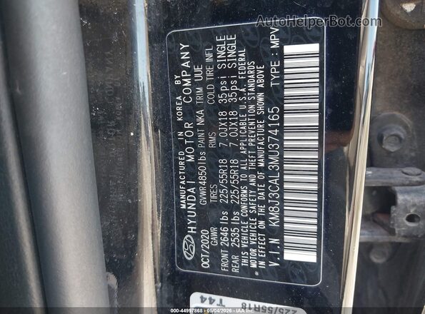 KM8J3CAL3MU374165 2021 HYUNDAI TUCSON Black Вид підкапотного простору