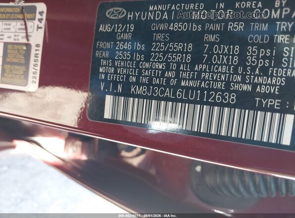 KM8J3CAL6LU112638 2020 HYUNDAI TUCSON Brown Вид підкапотного простору