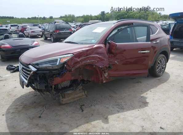 KM8J3CALXKU034458 2019 HYUNDAI TUCSON Red წინა მარცხენა ხედი სამი მეოთხედიდან