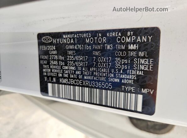 KM8JBCDEXRU336505 2024 HYUNDAI TUCSON Белый 