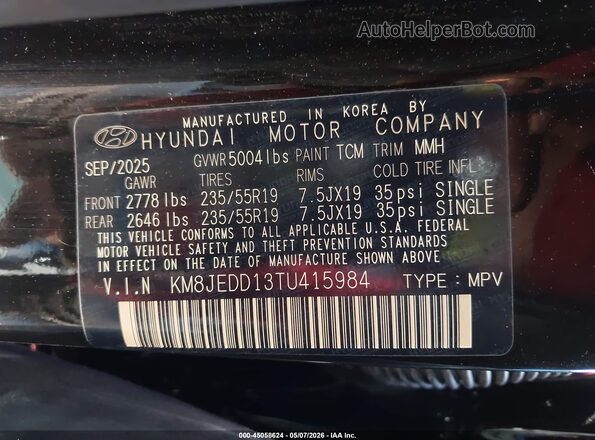 KM8JEDD13TU415984 2026 HYUNDAI TUCSON HYBRID Black 