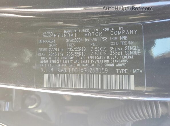 KM8JEDD1XSU258159 2025 HYUNDAI TUCSON Blue VIN կոդի պիտակի տեսք