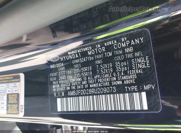 KM8JFDD28RU209073 2024 HYUNDAI TUCSON PLUG-IN HYBRID Black Вид підкапотного простору