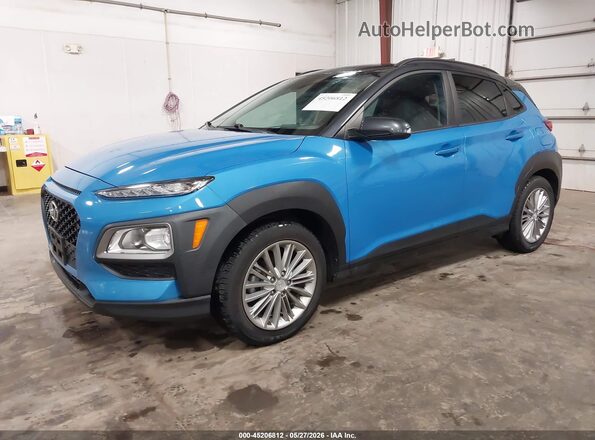 KM8K22AA9MU613203 2021 HYUNDAI KONA Blue Առջևի ձախ երեք քառորդ տեսարան