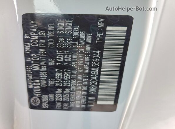 KM8K2CAA6MU659044 2021 HYUNDAI KONA White Vista interior de 360 grados