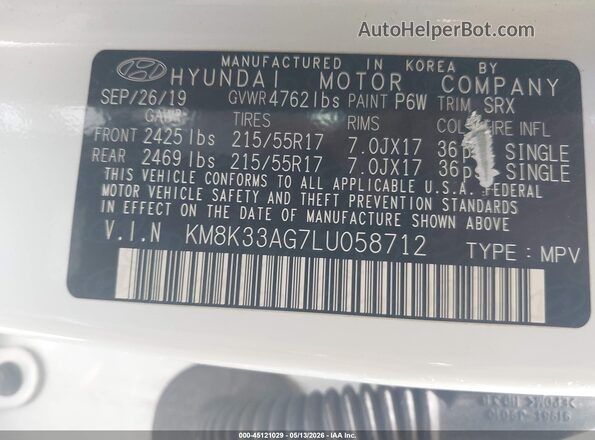 KM8K33AG7LU058712 2020 HYUNDAI KONA ELECTRIC White Engine compartment view