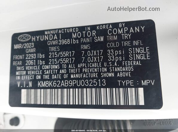 KM8K62AB9PU032513 2023 HYUNDAI KONA White Widok komory silnika