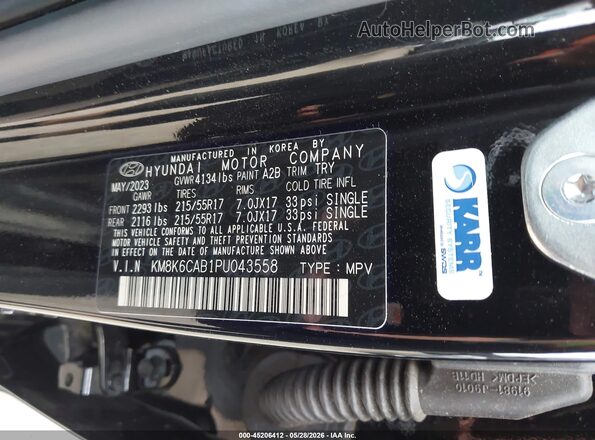 KM8K6CAB1PU043558 2023 HYUNDAI KONA Black Engine compartment view