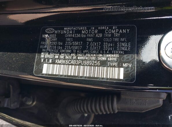KM8K6CAB3PU989256 2023 HYUNDAI KONA Black 