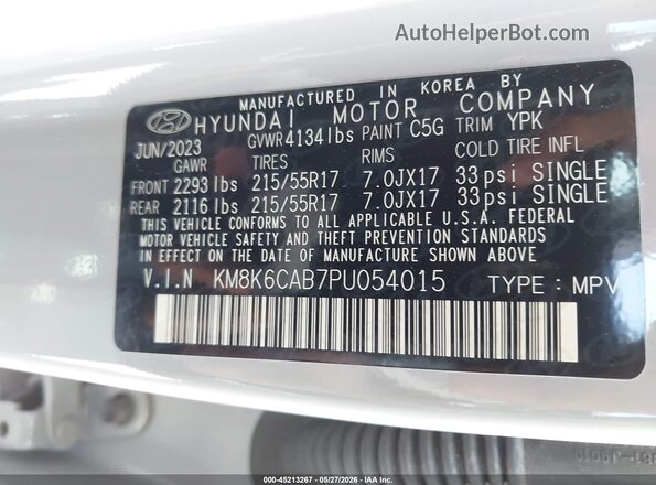 KM8K6CAB7PU054015 2023 HYUNDAI KONA Gray Vista del compartimento del motor