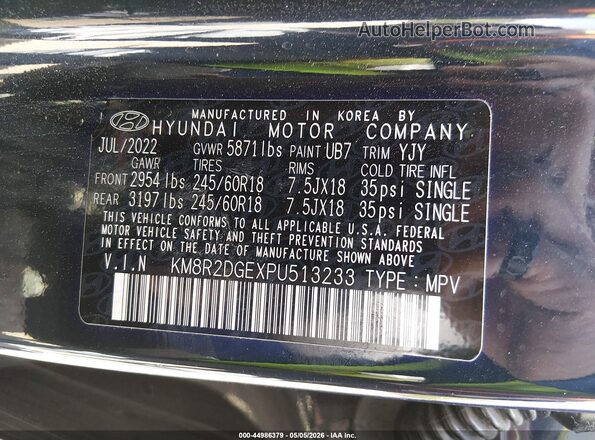 KM8R2DGEXPU513233 2023 HYUNDAI PALISADE Black ძრავის განყოფილების ხედი