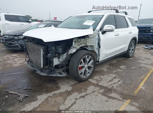 KM8R34HE6MU209467 2021 HYUNDAI PALISADE White წინა მარცხენა ხედი სამი მეოთხედიდან