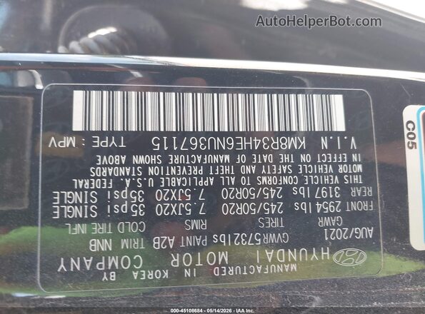 KM8R34HE6NU367115 2022 HYUNDAI PALISADE Black Engine compartment view