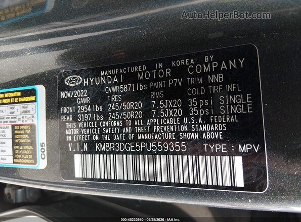 KM8R3DGE5PU559355 2023 HYUNDAI PALISADE Blue Вид підкапотного простору