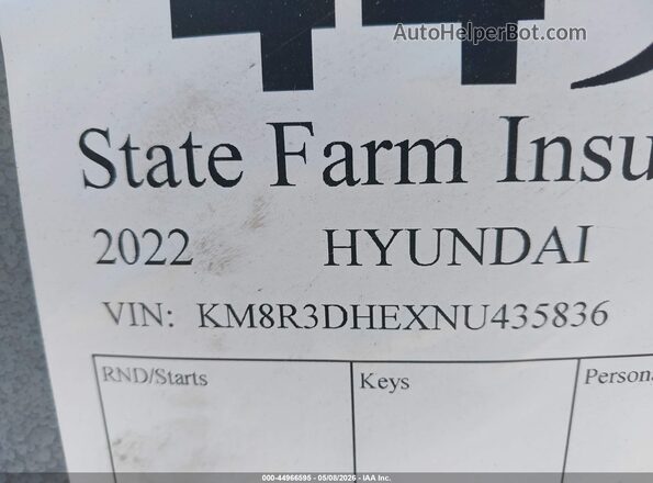 KM8R3DHEXNU435836 2022 HYUNDAI PALISADE Black Engine compartment view