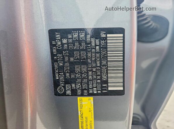 KM8R44HE1MU172907 2021 HYUNDAI PALISADE Gray 360 interior view