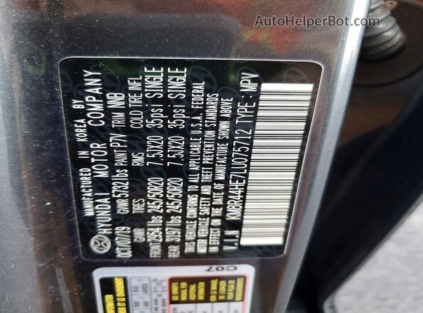 KM8R44HE7LU075712 2020 HYUNDAI PALISADE Charcoal Engine compartment view