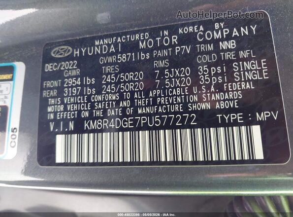 KM8R4DGE7PU577272 2023 HYUNDAI PALISADE Gray Շարժիչի բաժամունքի տեսք