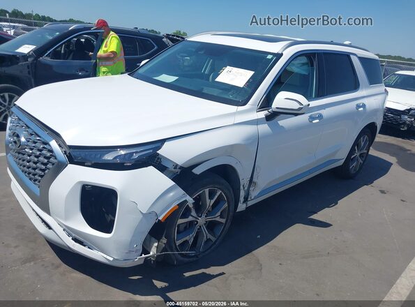 KM8R54HE1MU217874 2021 HYUNDAI PALISADE White წინა მარცხენა ხედი სამი მეოთხედიდან