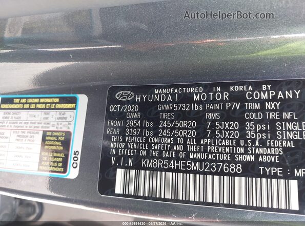 KM8R54HE5MU237688 2021 HYUNDAI PALISADE Gray Շարժիչի բաժամունքի տեսք