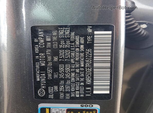 KM8R5DGE7PU512256 2023 HYUNDAI PALISADE Gray 
