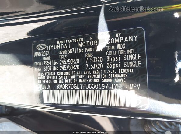 KM8R7DGE1PU630197 2023 HYUNDAI PALISADE Черный 