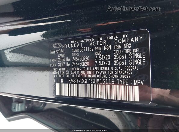 KM8R7DGE1SU815116 2025 HYUNDAI PALISADE Зеленый Вид подкапотного пространства