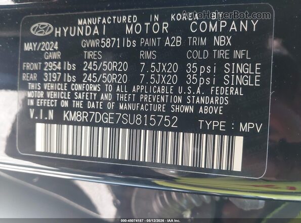 KM8R7DGE7SU815752 2025 HYUNDAI PALISADE Black Engine compartment view