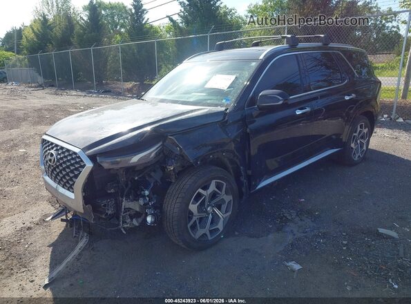 KM8R7DHEXMU180012 2021 HYUNDAI PALISADE Black Առջևի ձախ երեք քառորդ տեսարան