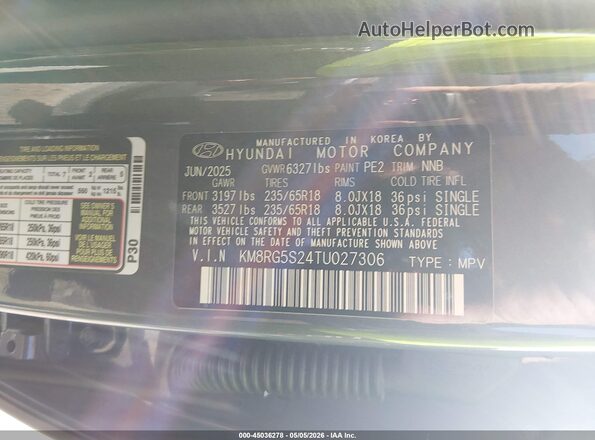 KM8RG5S24TU027306 2026 HYUNDAI PALISADE Серый Вид подкапотного пространства