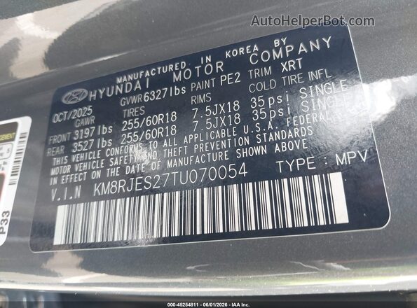 KM8RJES27TU070054 2026 HYUNDAI PALISADE Серый Вид подкапотного пространства